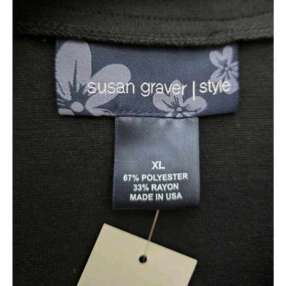 Susan Graver Style XL Black Dress SS NEW Removable Shoulder Pads Liquid Knit USA - Picture 5 of 11